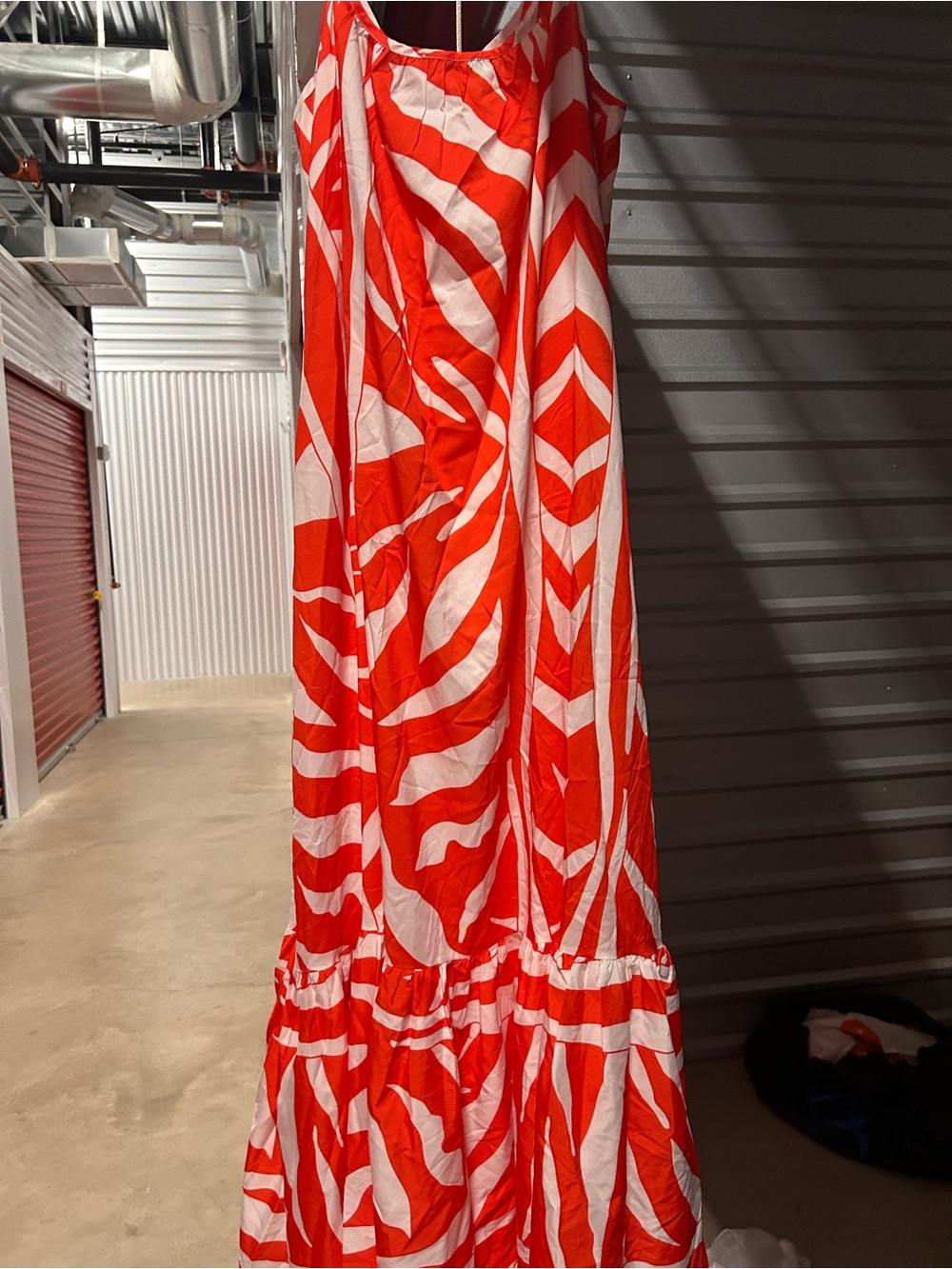 Source Unknown Red and White Maxi Dress - Bold Print